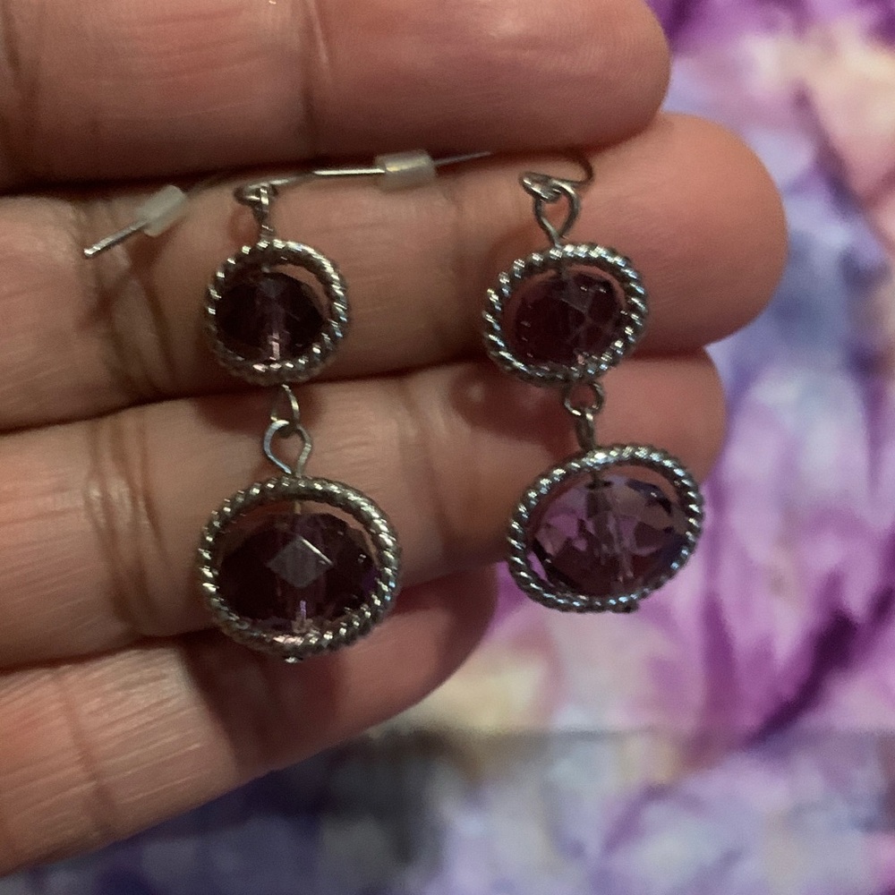 NWOT Cato Silver and Purple Gemstone Earrings
